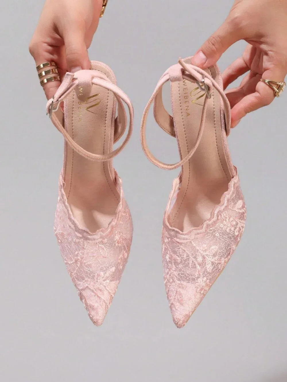 Pink Sexy Women's Lace Embroidered High Shoes